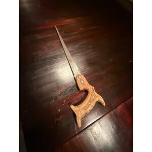 Vintage Keyhole Compass Saw Wheat Carved Wood Handle Antique Hand Tool